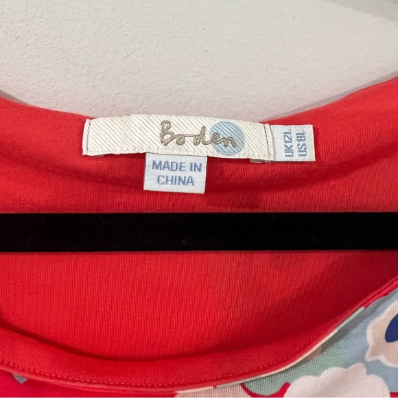 Boden Lottie Ruched Jersey Red Floral Print Midi Dress Bloom Size 8 L - Picture 6 of 8